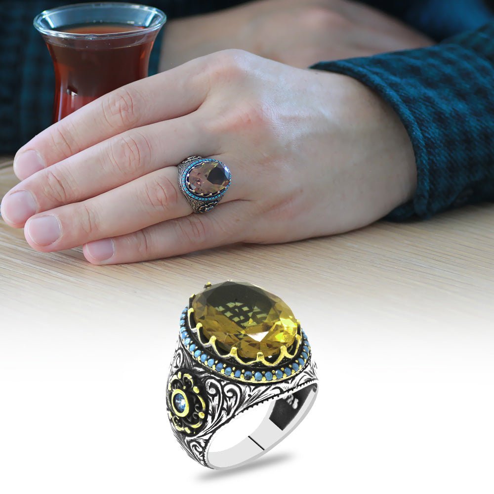 925 Sterling Silver Men Ring with Zultanite Stone - EFENDINA PAZAR - Tesbihane - 102002434