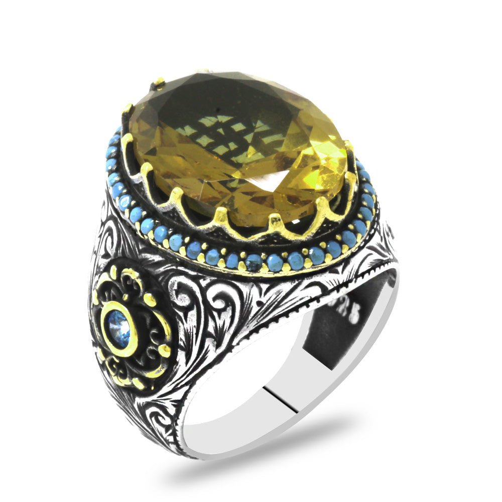 925 Sterling Silver Men Ring with Zultanite Stone - EFENDINA PAZAR - Tesbihane - 102002434