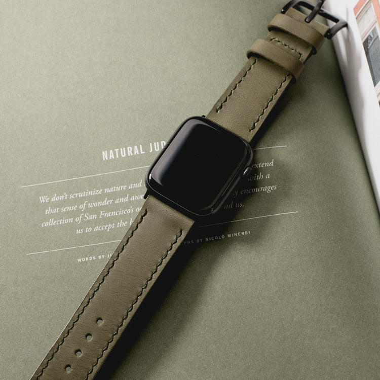 Veg-Tan Leather Apple Watch Strap Olive