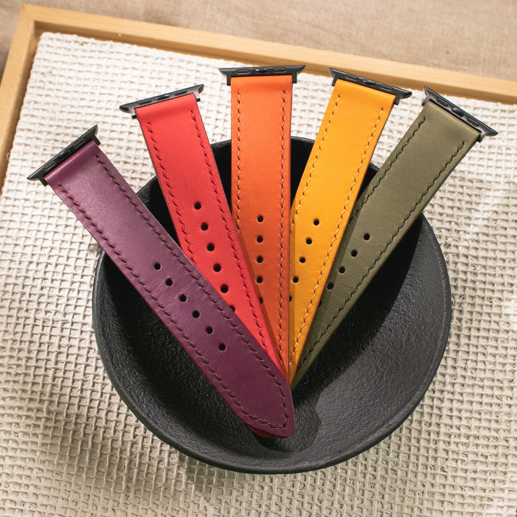 Custom Made Veg-Tan Leather Watch Strap - Orange