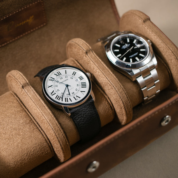 Leather Travel Watch Case - Tobacco