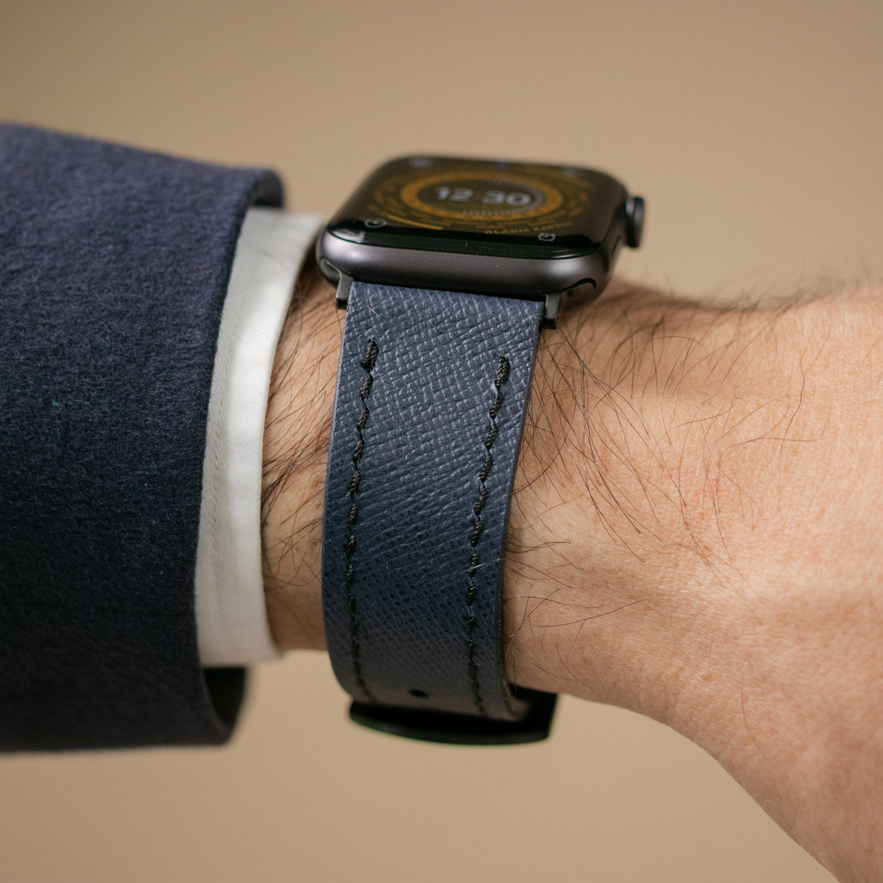Midnight Blue Saffiano Custom Made Apple Watch Strap 