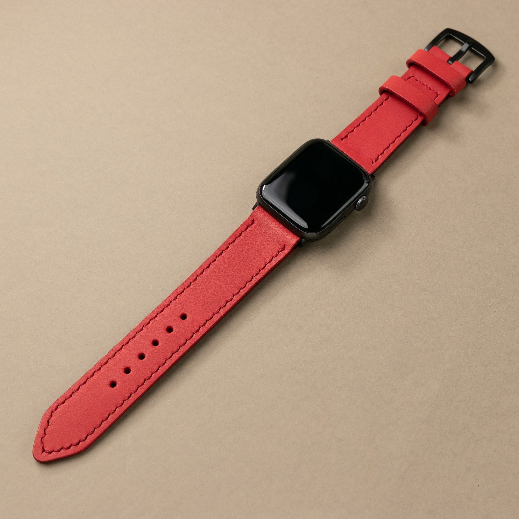 Leather Apple Watch Strap Carmine