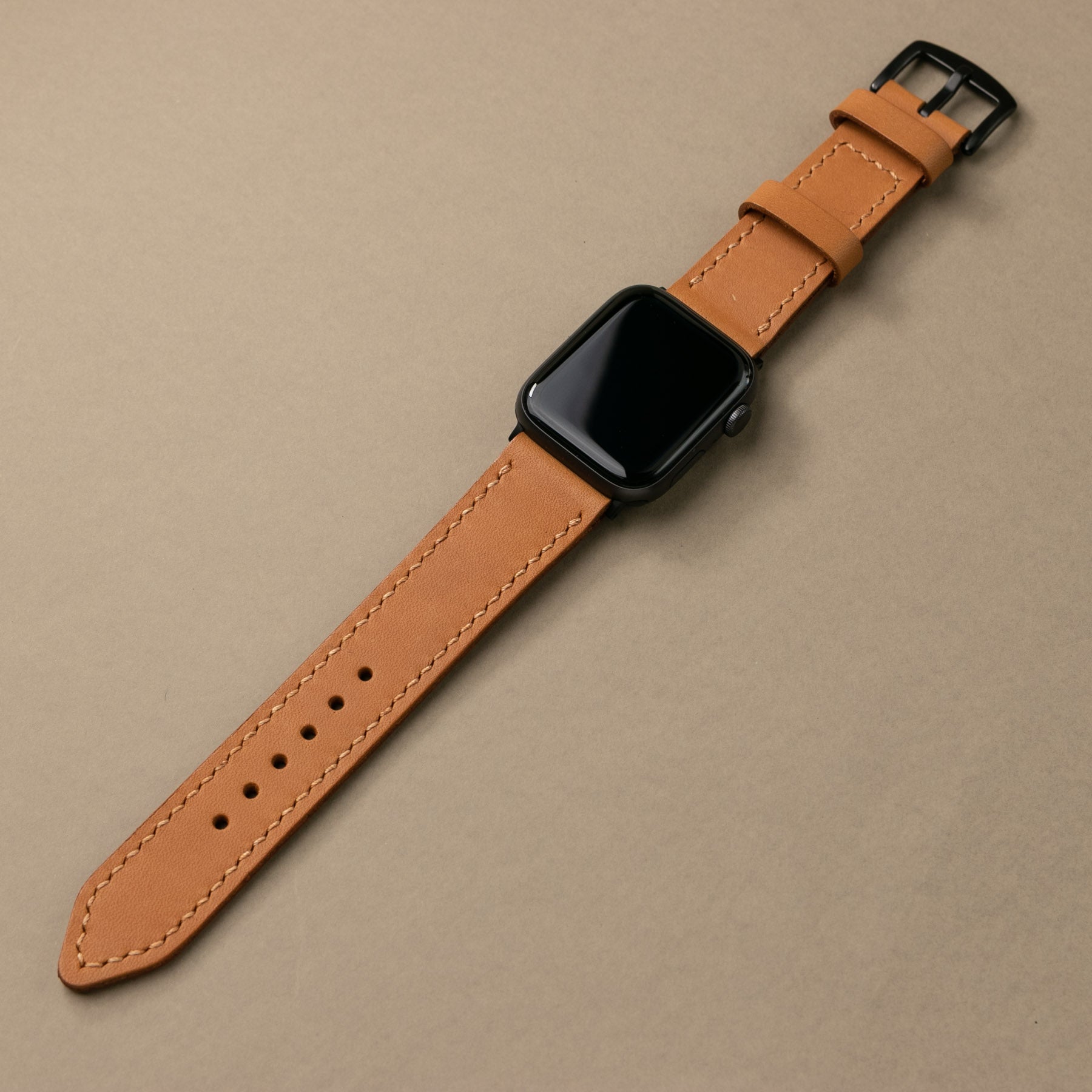 Veg-Tan Leather Apple Watch Strap Apricot