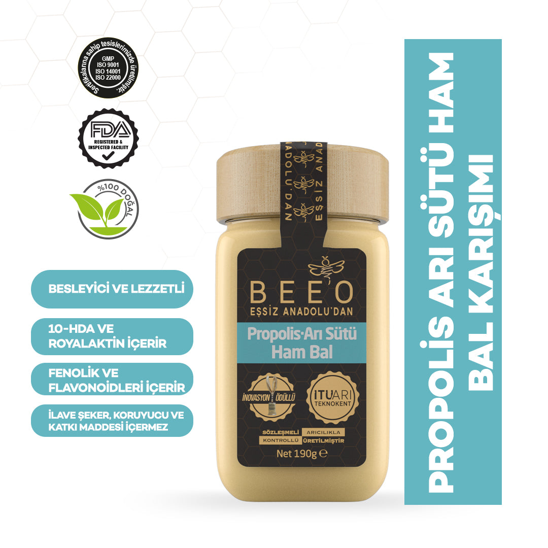 Beeo Propolis Royal Jelly Raw Honey Family Paste Package