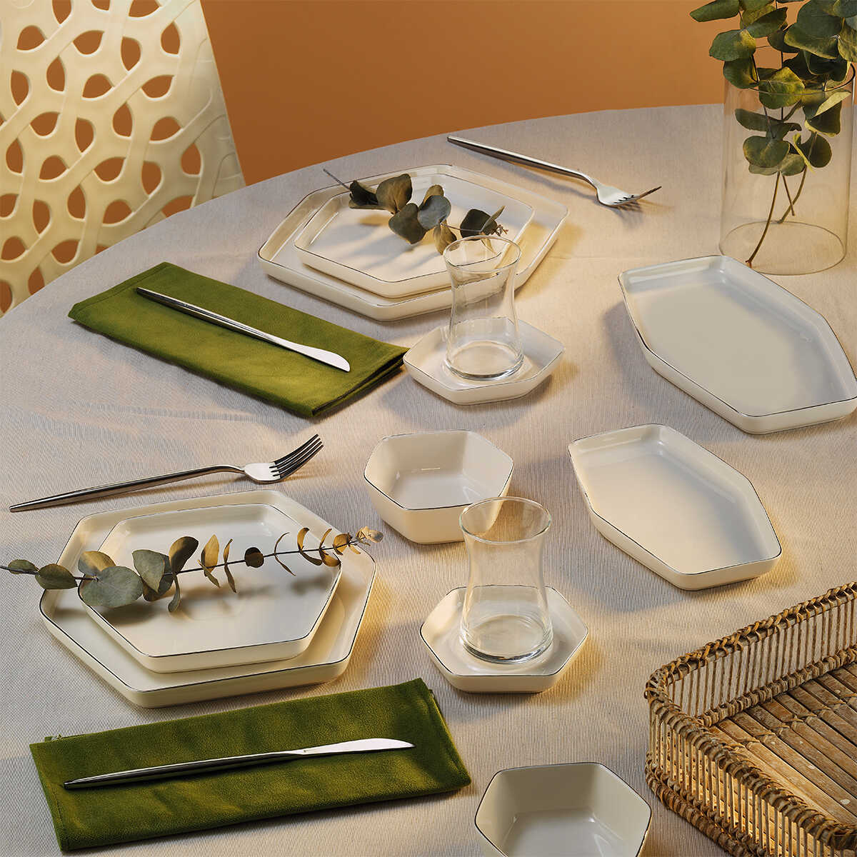 Aryıldız Cara Platin 32 Piece Breakfast Set for 6 People - EFENDINA PAZAR - ARYILDIZ - 8690664248959