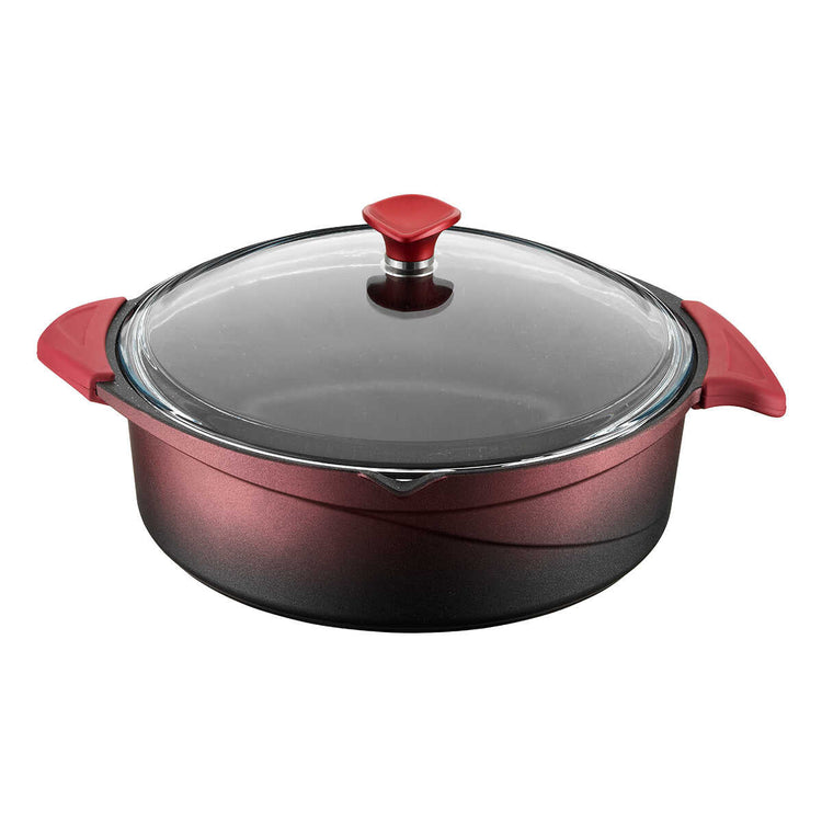 Aryıldız Flipper Red Glass Pot 24 - 12 cm - EFENDINA PAZAR - ARYILDIZ - 8690664205167