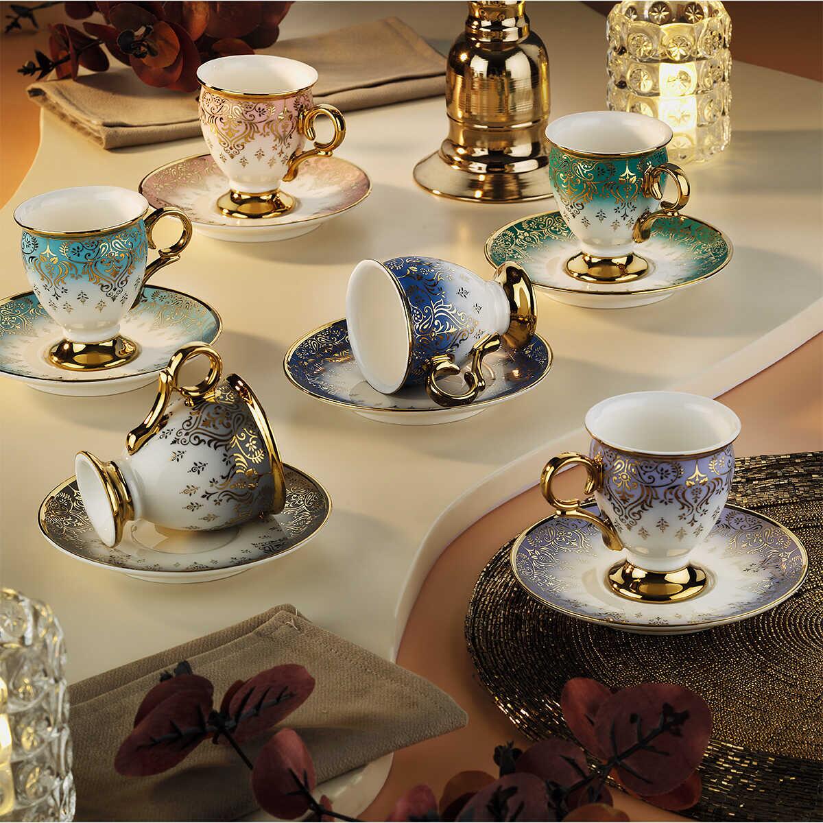 Aryıldız Gonca Turkish Coffee Cup Set for 6 People - EFENDINA PAZAR - ARYILDIZ - 8690664250679