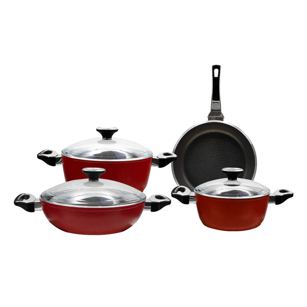 Aryıldız Monaco 7 Piece Cookware Set Red - EFENDINA PAZAR - ARYILDIZ - 8690664251614