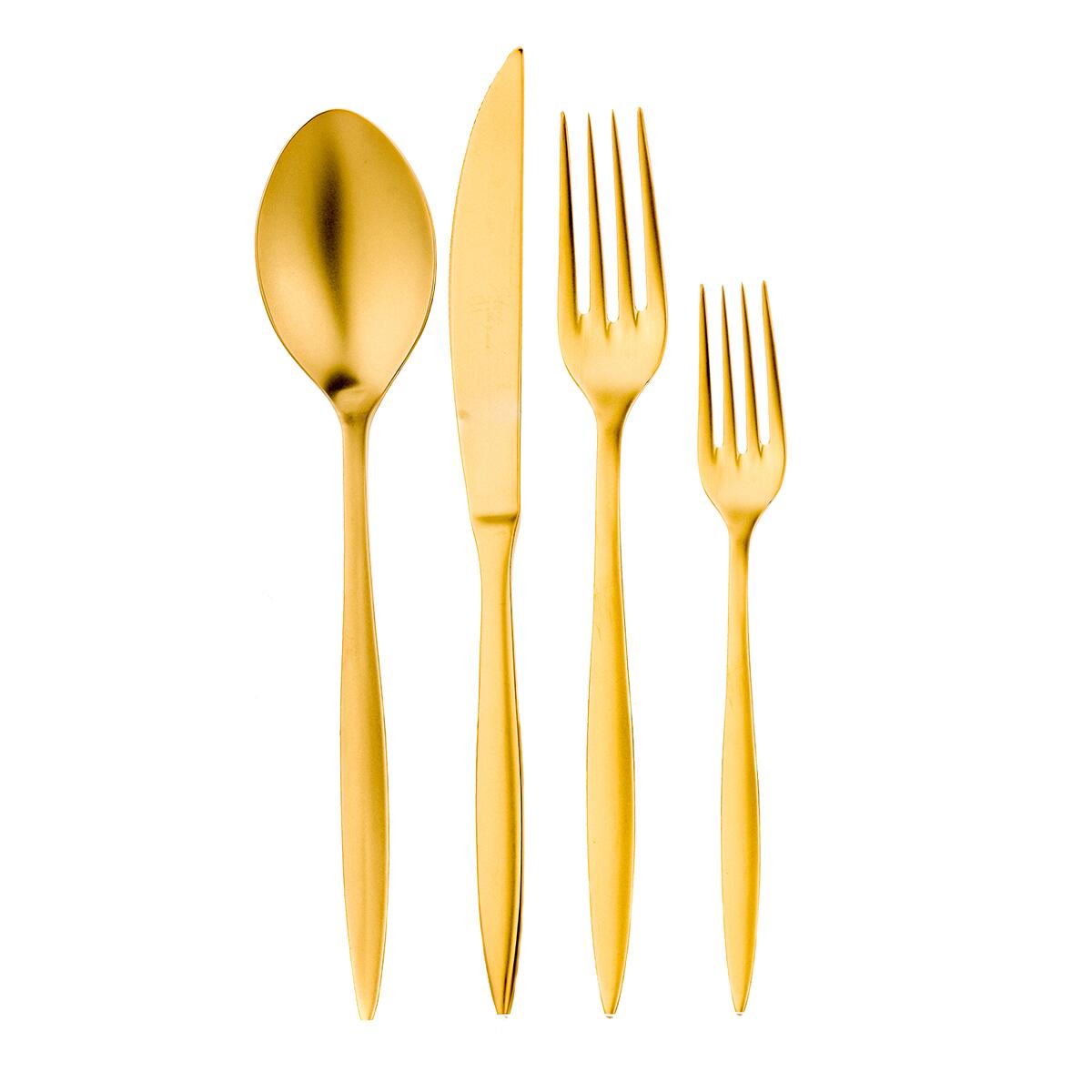 Aryıldız Noble 24 Piece Fork Spoon Knife Set Matte Gold