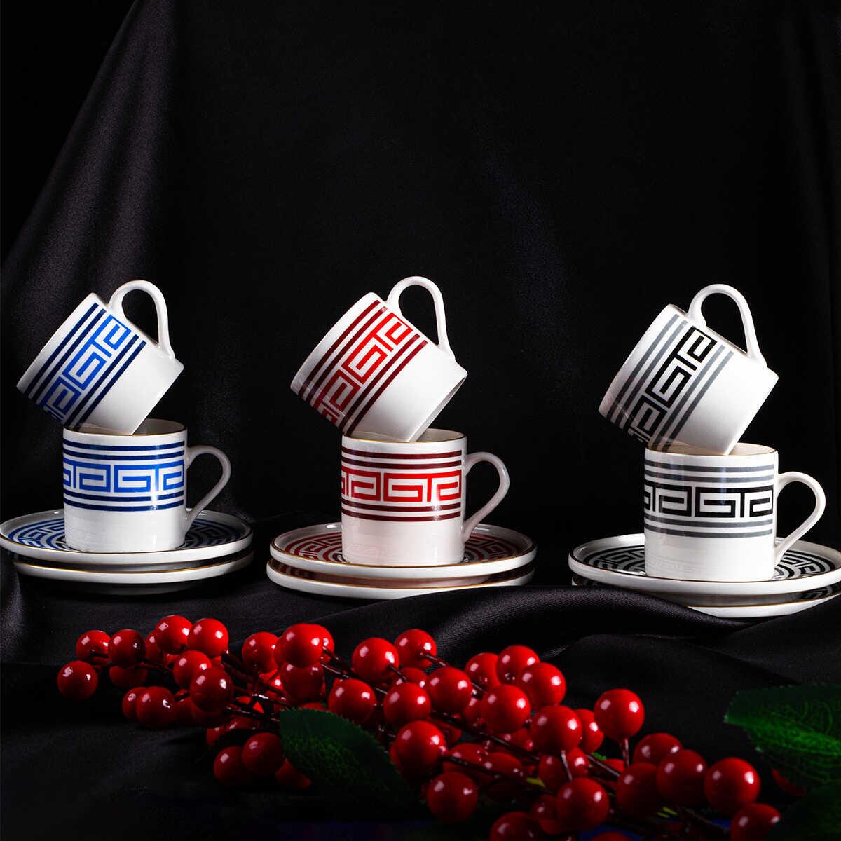 Aryıldız Sacce Turkish Coffee Cup Set for 6 Persons 90ml