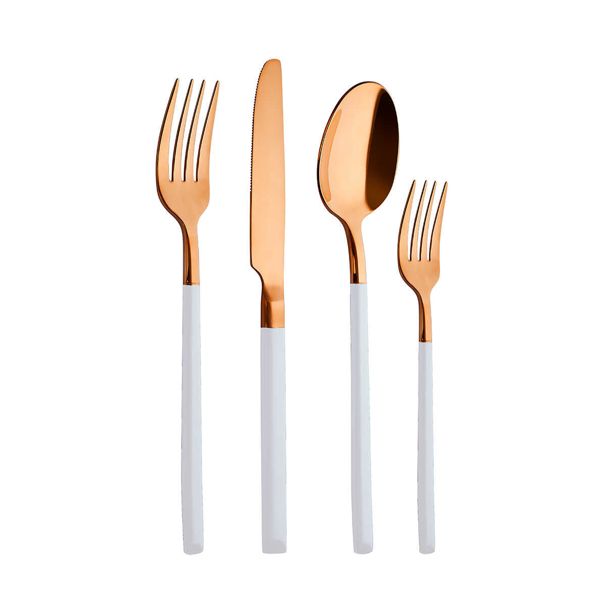 Aryıldız Soho Prestige White Bronze Fork Spoon Knife 24 Pieces