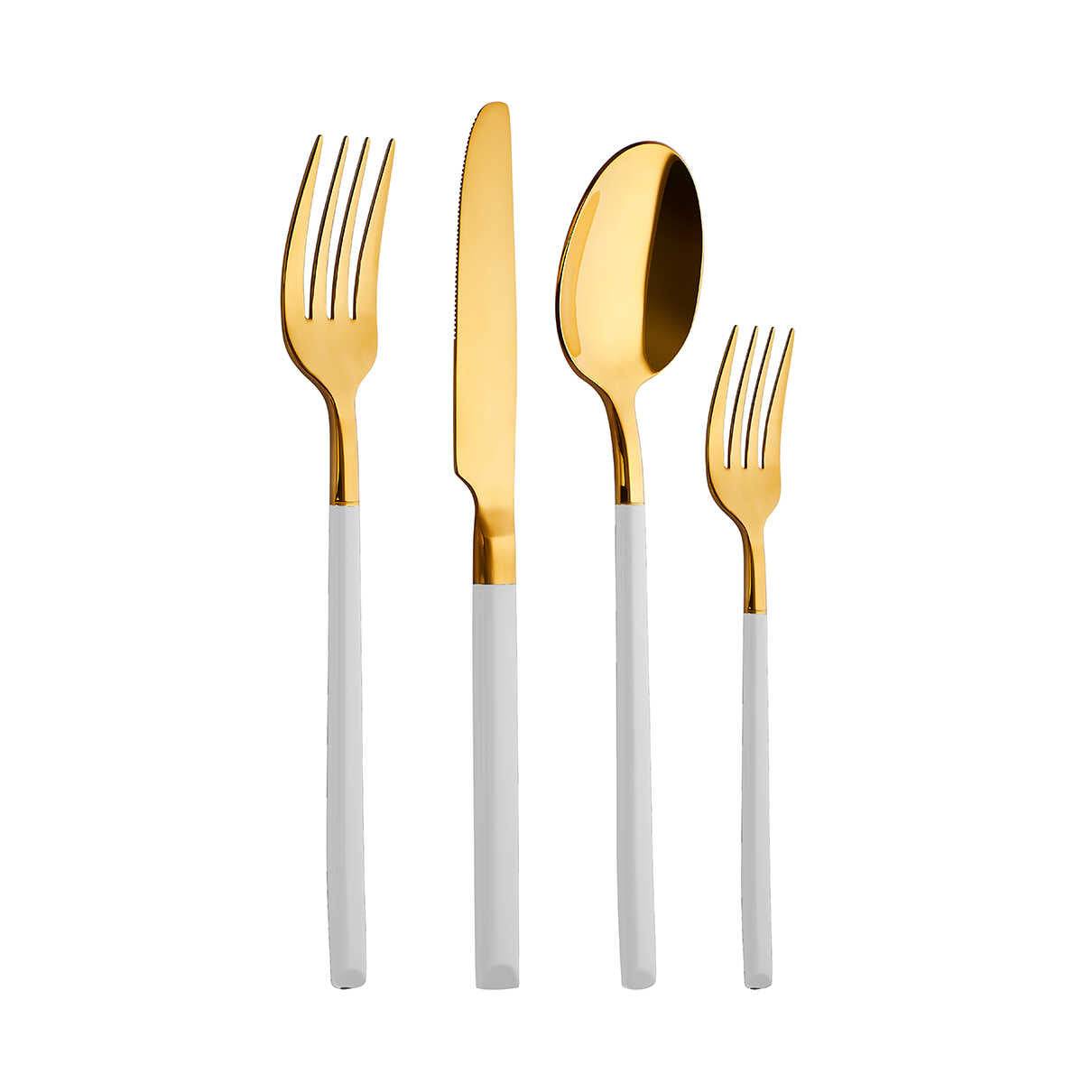 Aryıldız Soho Prestige White Gold Fork Spoon Knife 24 Pieces