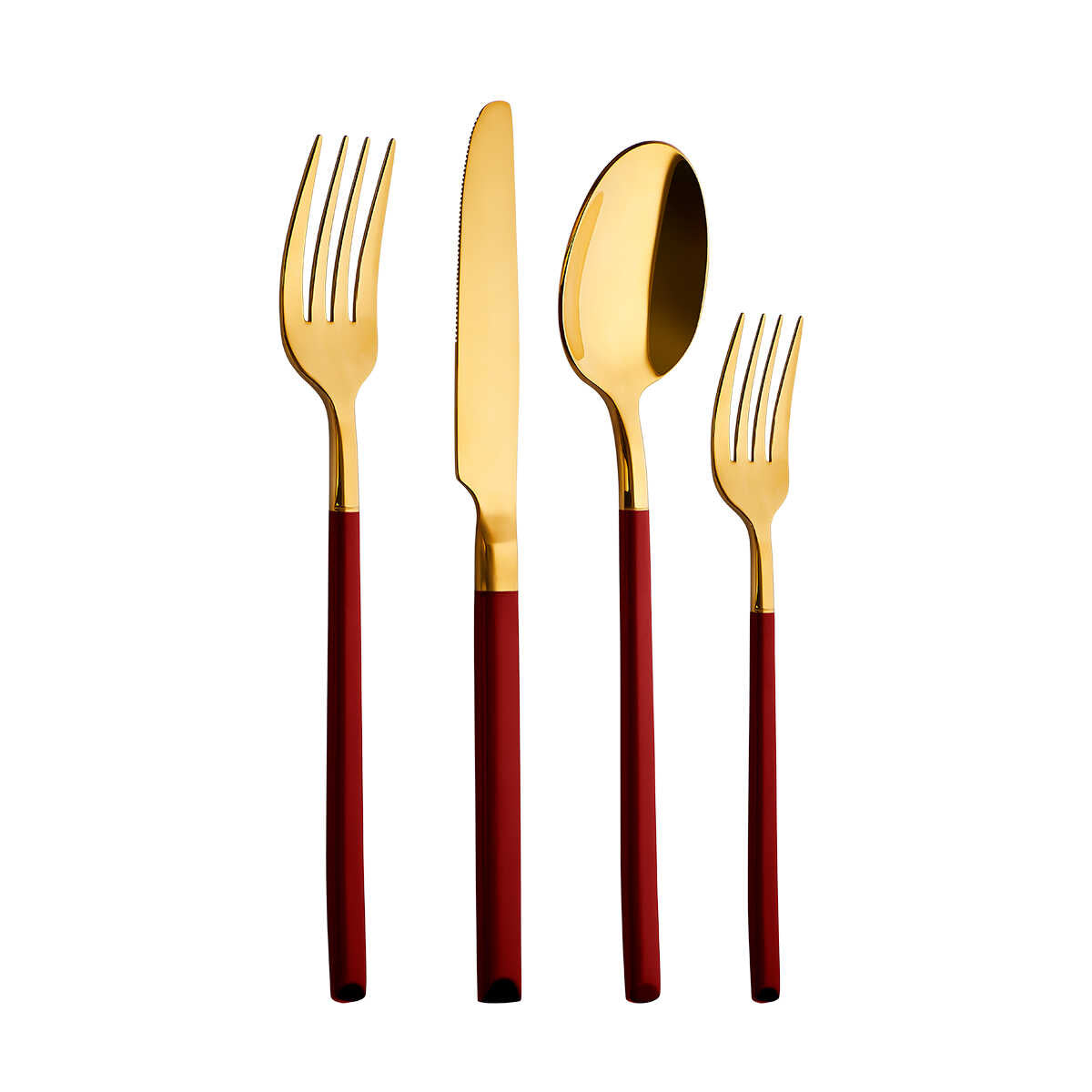 Aryıldız Soho Prestige Red Gold Fork Spoon Knife 24 Pieces