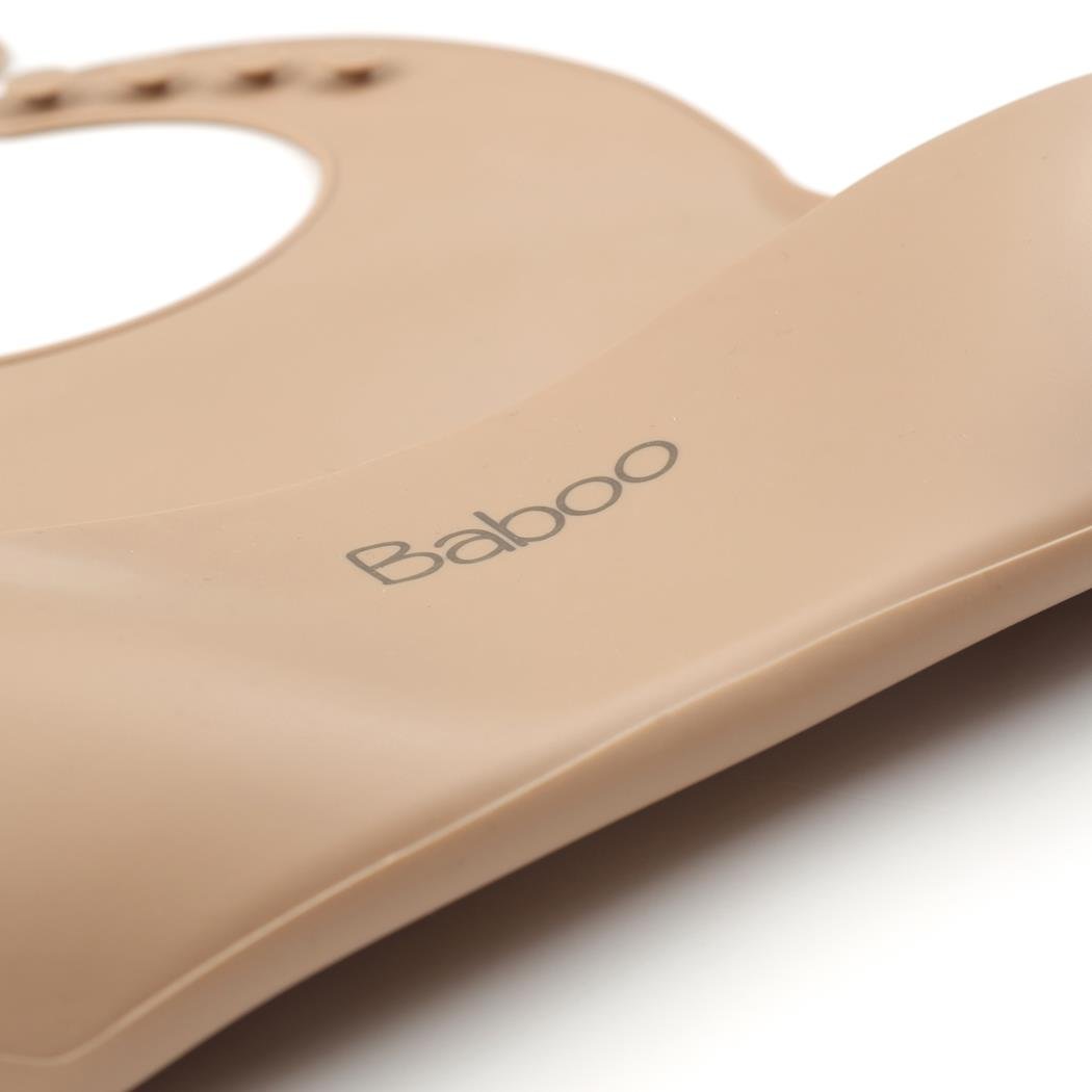 Baby Bib with Silicone Pocket Beige - EFENDINA PAZAR - BABOO - 8682291509626