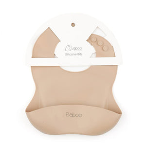 Baby Bib with Silicone Pocket Beige - EFENDINA PAZAR - BABOO - 8682291509626