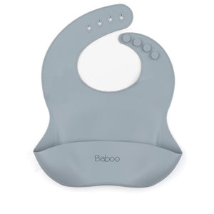 Baby Bib with Silicone Pocket Gray - EFENDINA PAZAR - BABOO - 