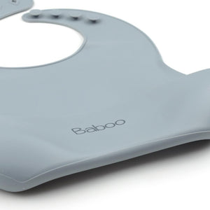 Baby Bib with Silicone Pocket Gray - EFENDINA PAZAR - BABOO - 