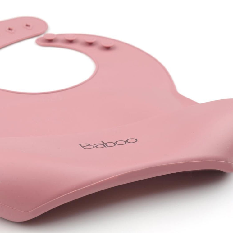Baby Bib with Silicone Pocket Pink - EFENDINA PAZAR - BABOO - 8682291505536