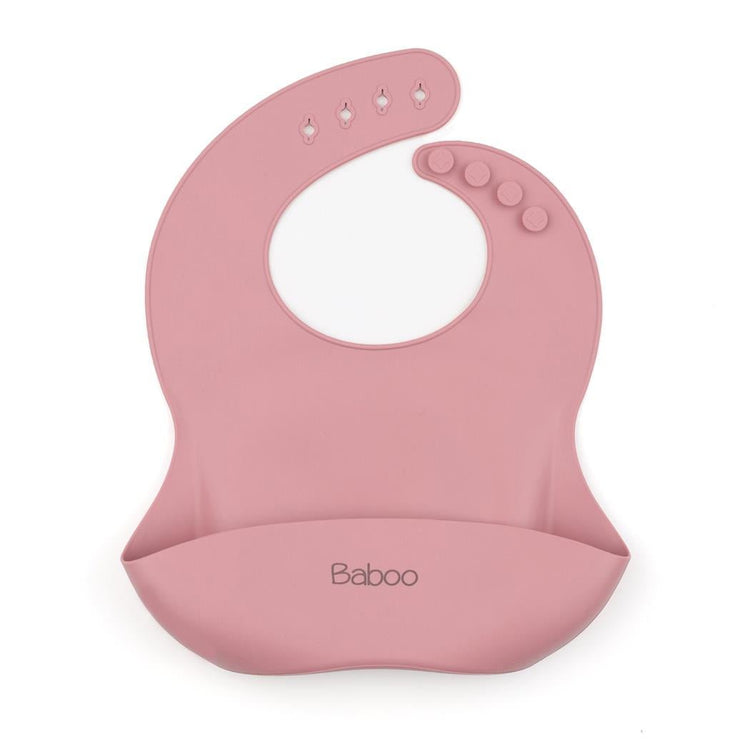 Baby Bib with Silicone Pocket Pink - EFENDINA PAZAR - BABOO - 8682291505536