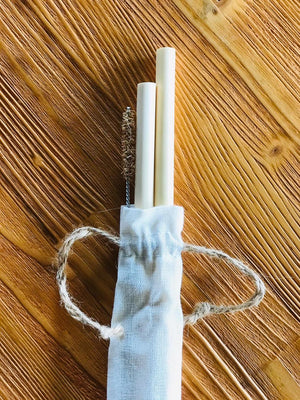 Kuru Yeşil Bamboo Straws Set of 2 Natural and Sustainable