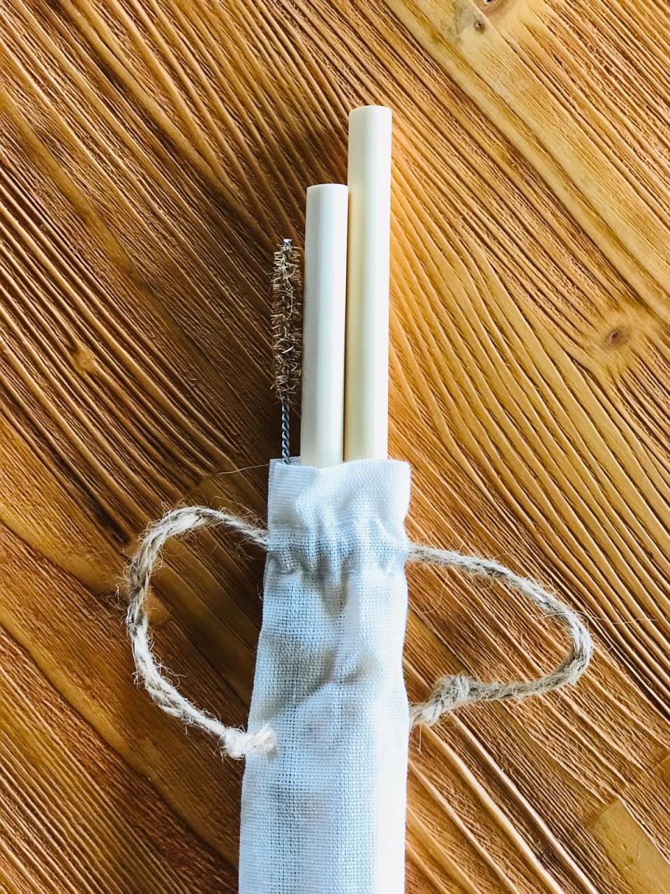 Kuru Yeşil Bamboo Straws Set of 2 Natural and Sustainable