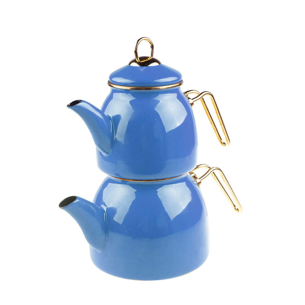 Taşev Bambum Sultan Enamel Teapot Set Blue