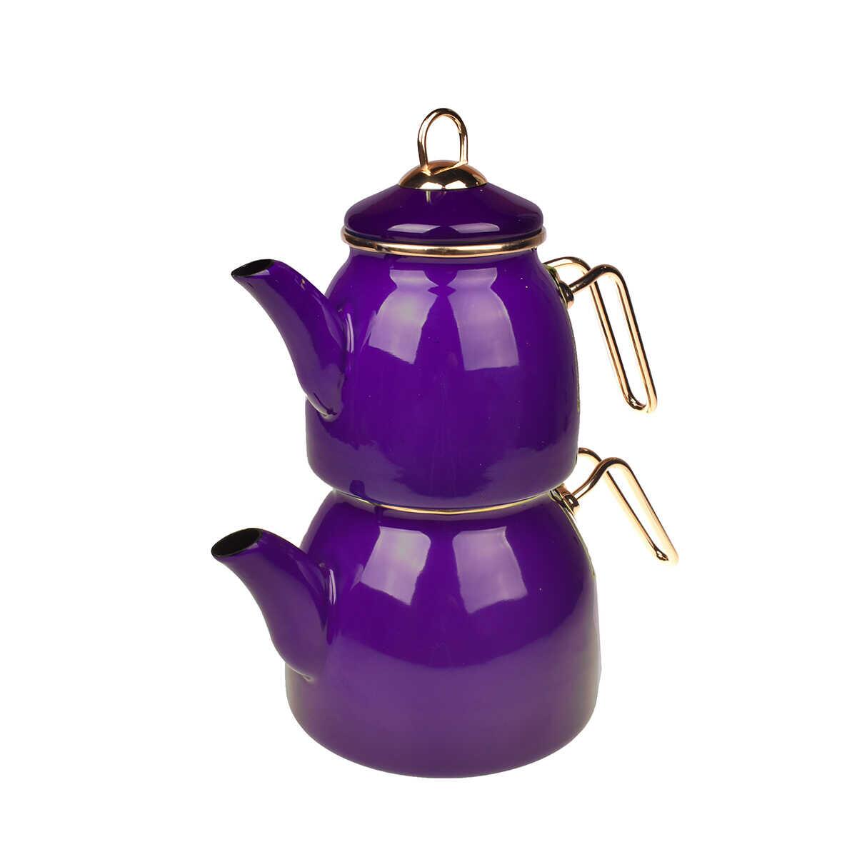 Taşev Bambum Sultan Enamel Teapot Set Purple