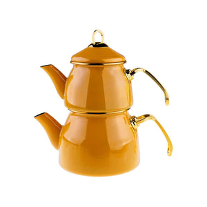 Taşev Bambum Sultan Enamel Teapot Set Mustard