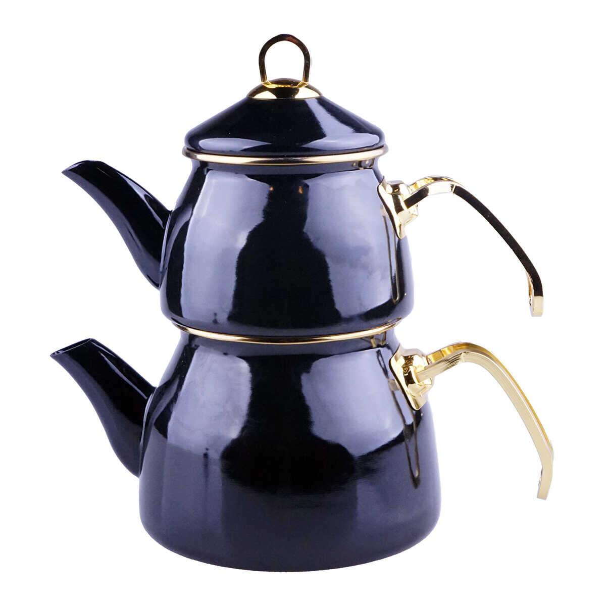 Taşev Bambum Sultan Enamel Teapot Set Black