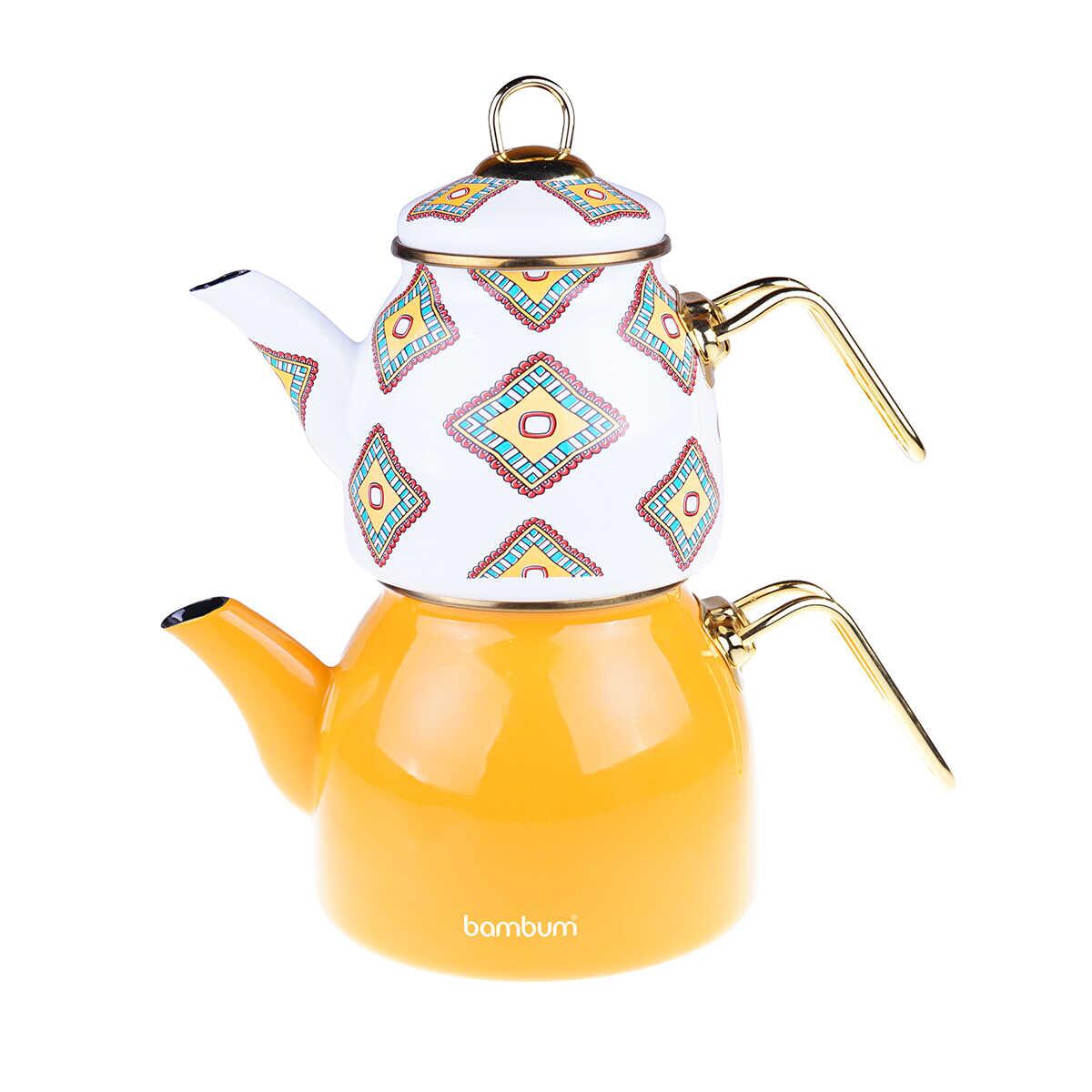 Taşev Bambum Unique Enamel Teapot Mustard