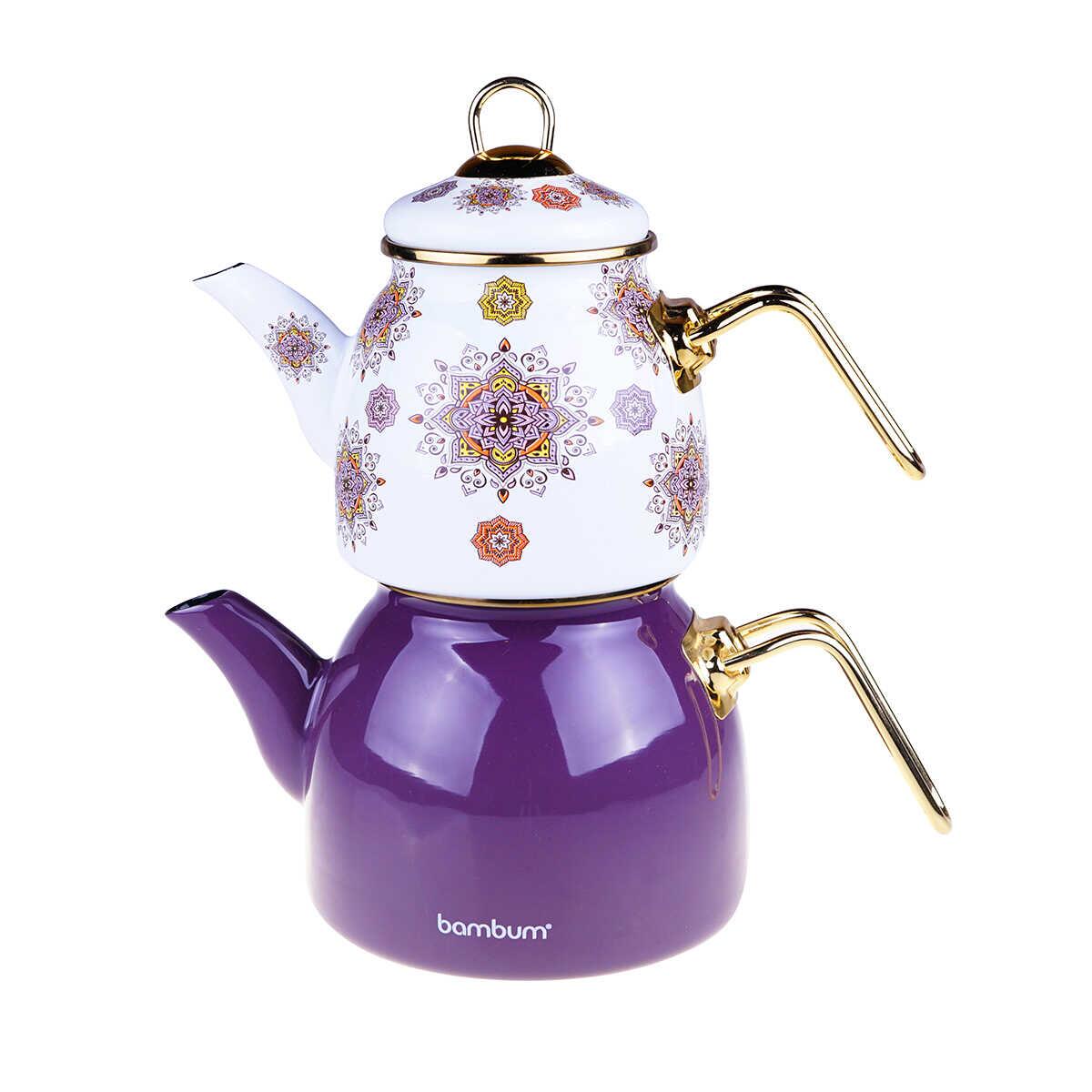 Taşev Bambum Unique Enamel Teapot Purple