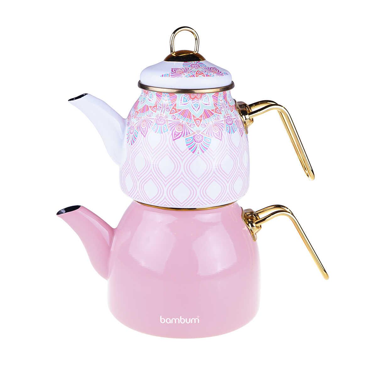 Taşev Bambum Unique Enamel Teapot Pink