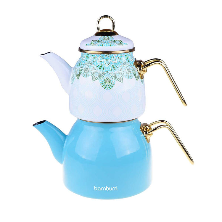 Taşev Bambum Unique Enamel Teapot Turquoise