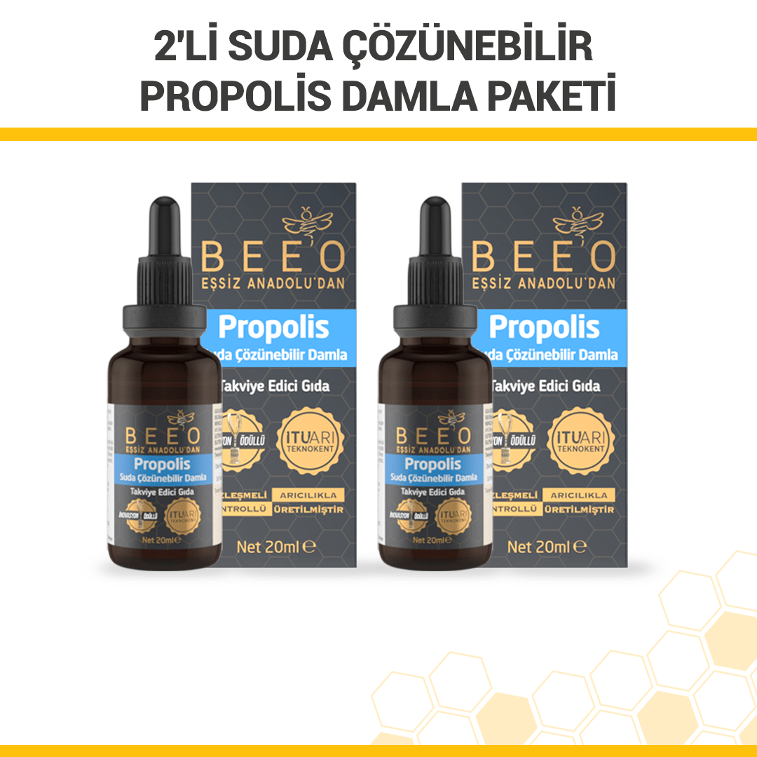 Beeo 2 Pack Water Soluble Propolis Drops - EFENDINA PAZAR - beeo - 8681644701984