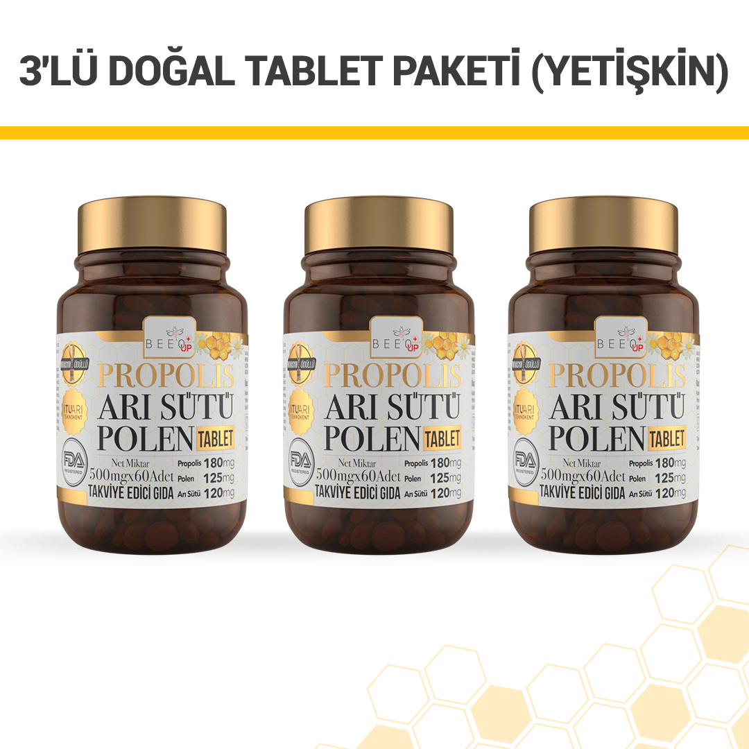 Beeo 3 Pack Natural Tablets Adult - EFENDINA PAZAR - beeo - 