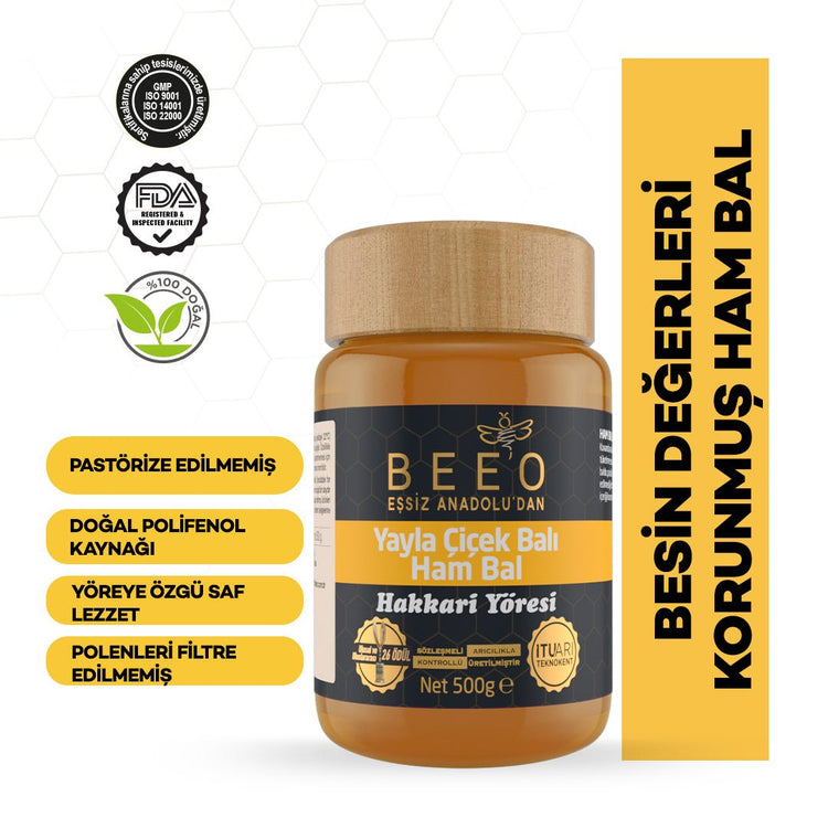 Beeo Hakkari Region Raw Honey 500 g - EFENDINA PAZAR - beeo - 8681644700413