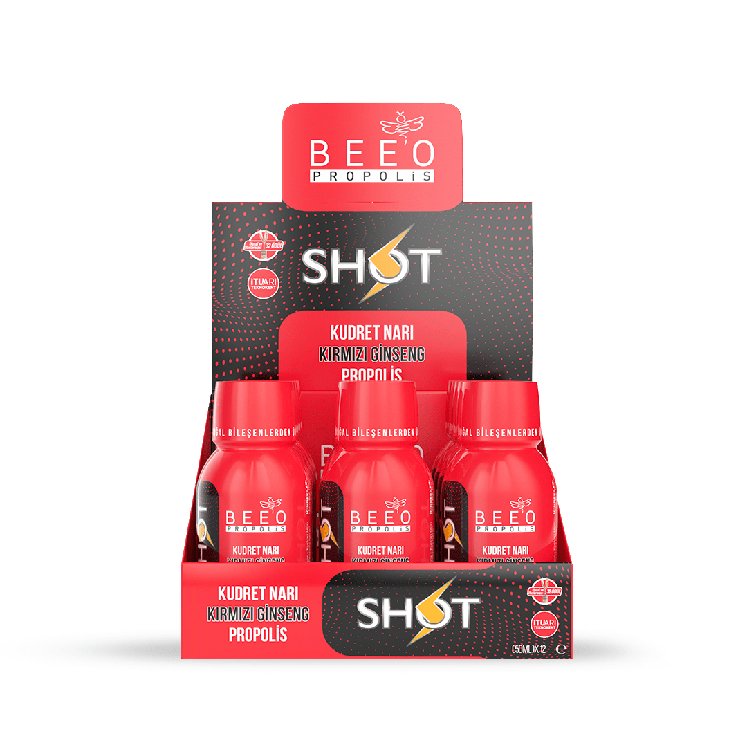 Beeo Mighty Pomegranate Ginseng Propolis Shot Box of 12 - EFENDINA PAZAR - beeo - 