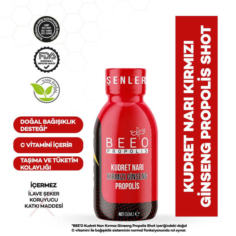 Beeo Mighty Pomegranate Ginseng Propolis Shot Box of 12 - EFENDINA PAZAR - beeo - 