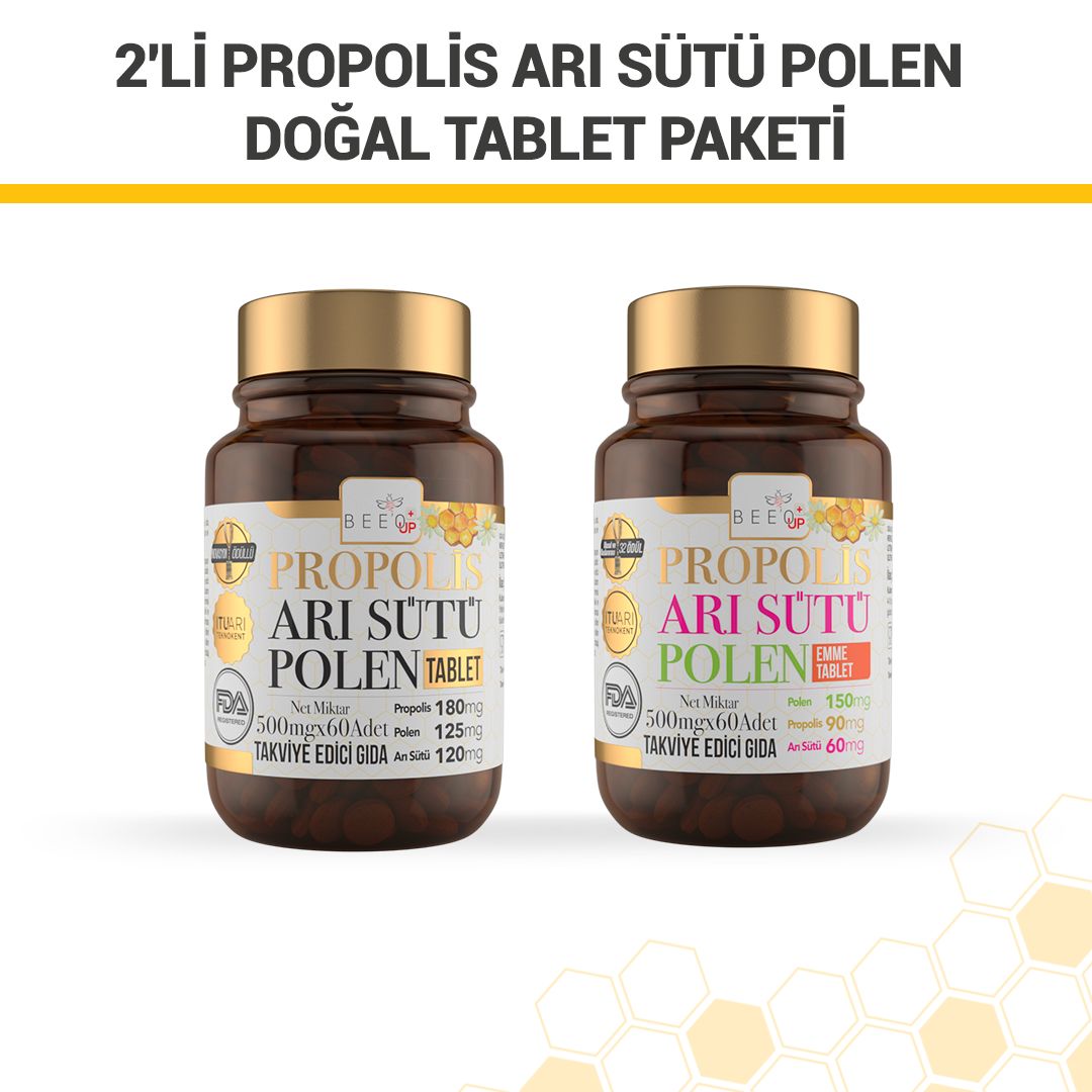 Beeo Propolis Royal Jelly Pollen Natural Tablet Pack of 2 - EFENDINA PAZAR - beeo - 