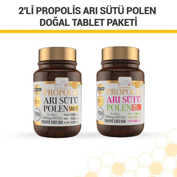 Beeo Propolis Royal Jelly Pollen Natural Tablet Pack of 2 - EFENDINA PAZAR - beeo - 