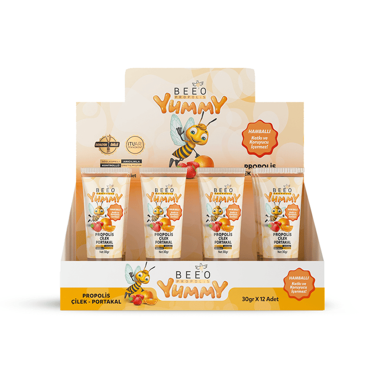 Beeo Yummy Propolis Orange Strawberry 12 Pack - EFENDINA PAZAR - beeo - 8681644701489