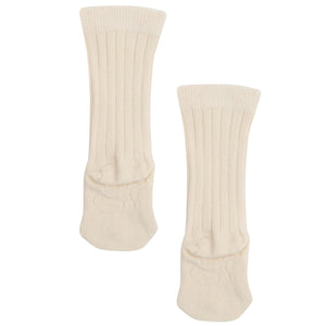 Below Knee Short Organic Cotton Baby and Kids Socks Cream - EFENDINA PAZAR - BABOO - 8682291511032