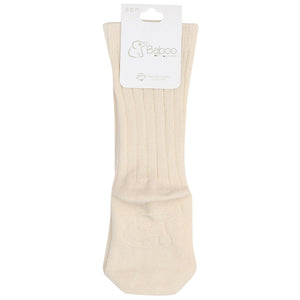 Below Knee Short Organic Cotton Baby and Kids Socks Cream - EFENDINA PAZAR - BABOO - 8682291511032
