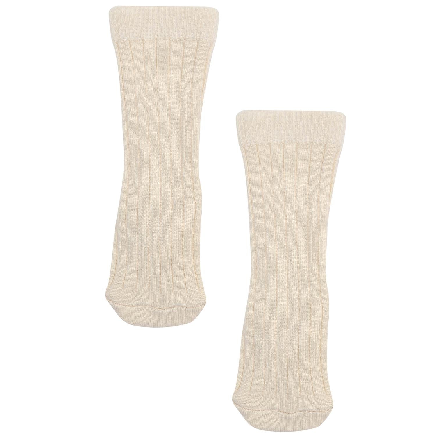 Below Knee Short Organic Cotton Baby and Kids Socks Cream - EFENDINA PAZAR - BABOO - 8682291511032
