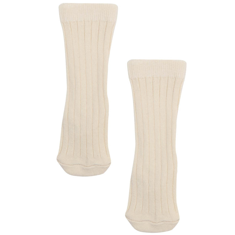 Below Knee Short Organic Cotton Baby and Kids Socks Cream - EFENDINA PAZAR - BABOO - 8682291511032