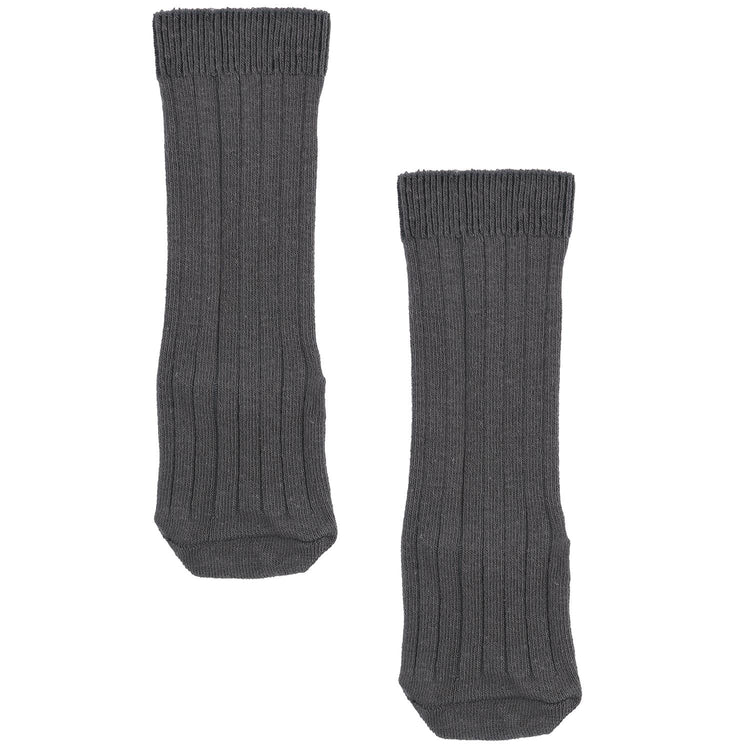 Below Knee Short Organic Cotton Baby and Kids Socks Gray - EFENDINA PAZAR - BABOO - 8682291510998