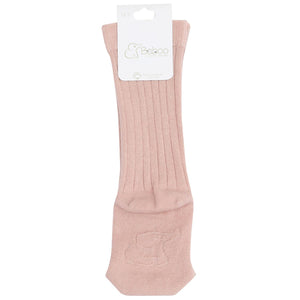Below Knee Short Organic Cotton Baby and Kids Socks Pink - EFENDINA PAZAR - BABOO - 8682291510950
