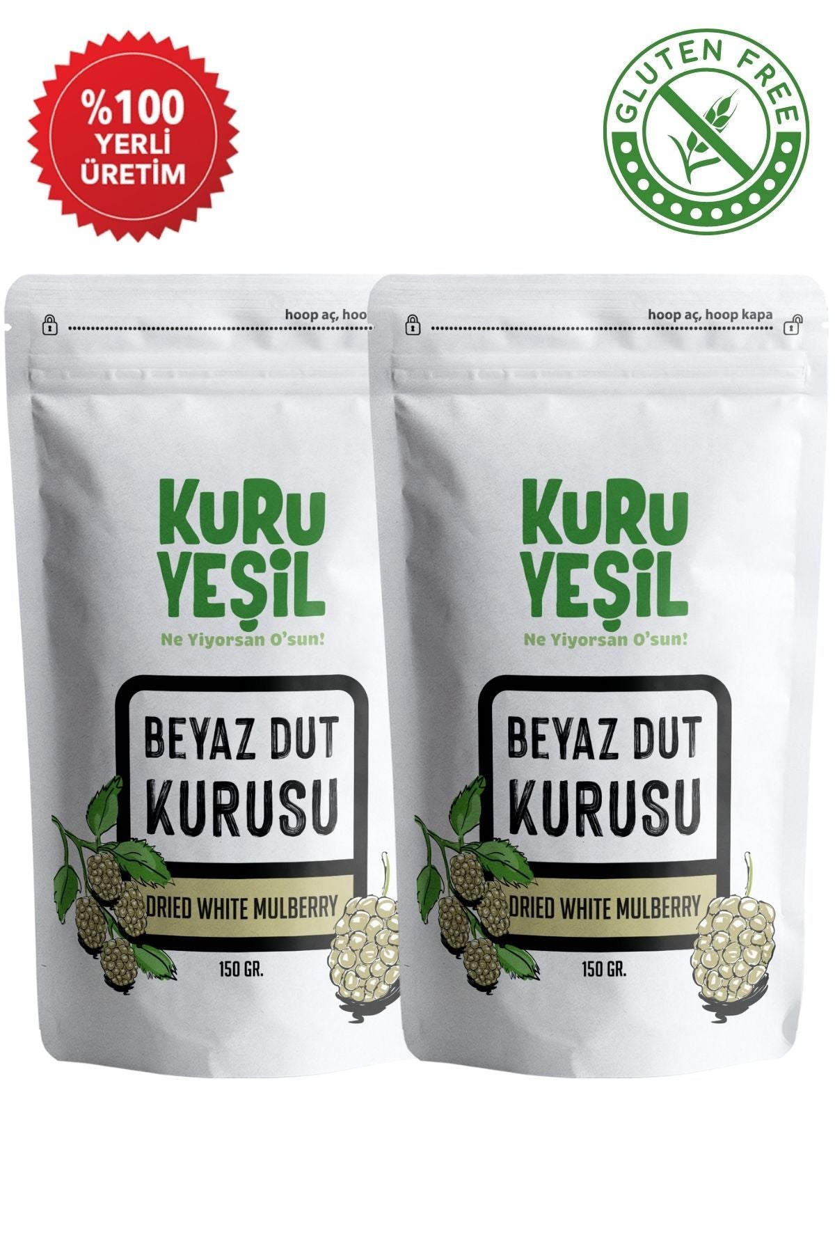 Kuru Yeşil Dried White Mulberry 300 g 2 Pack 