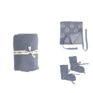 Blanket Beanie Booties Gift Set Blue - EFENDINA PAZAR - BABOO - 8691810008908